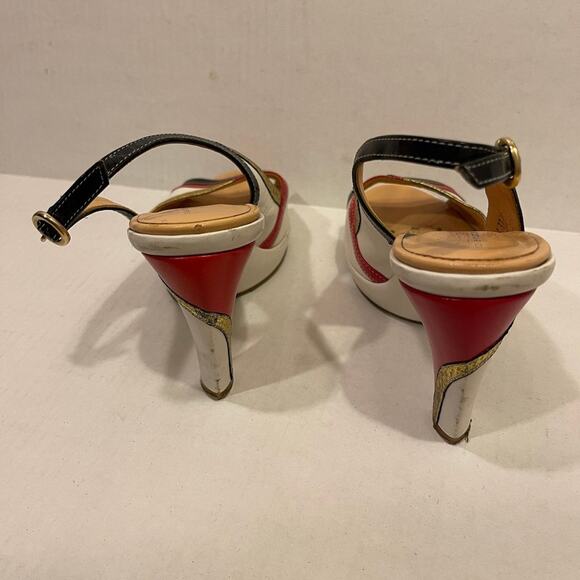 USA Dove Nuotano Gli Squali shoe Size EU 37 = US 6.5 color,white and blue + gold - Picture 5 of 6